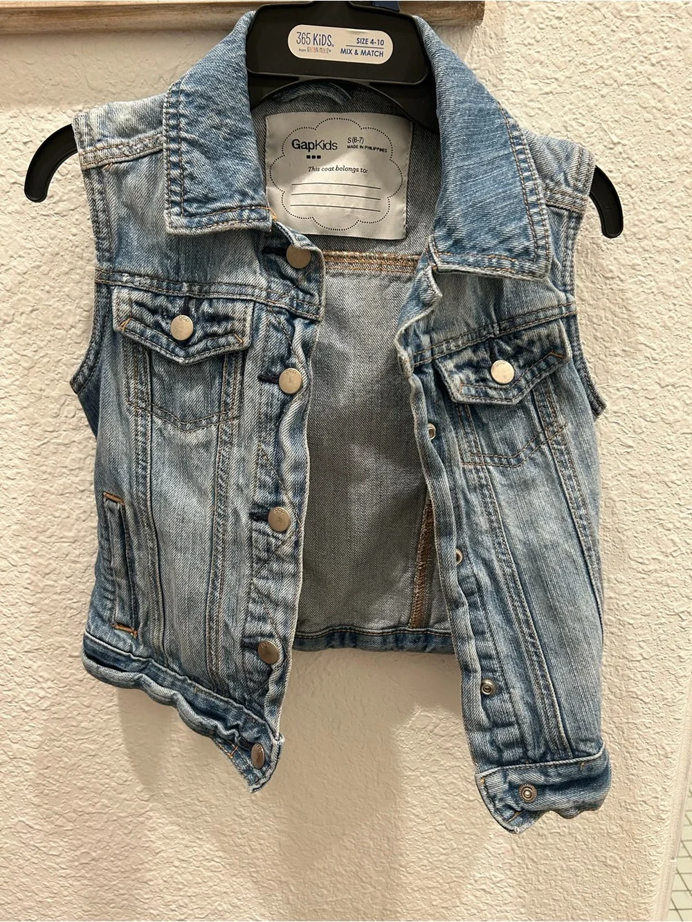 GAP Light Wash Denim Vest for Kids